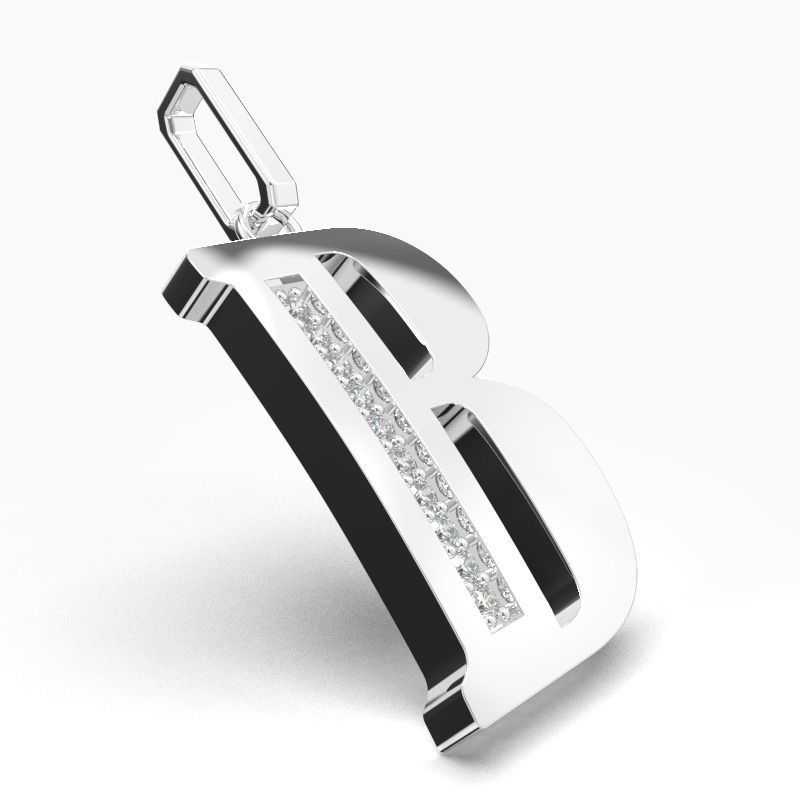 B SCRIPT DIAMOND PENDANT 3D print model_7