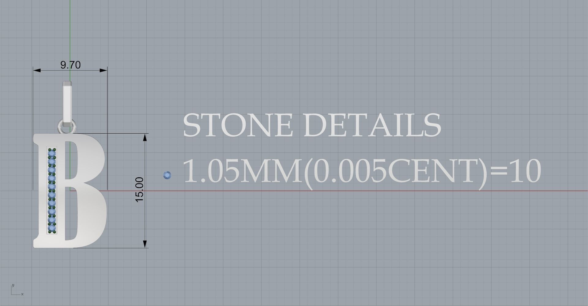 B SCRIPT DIAMOND PENDANT 3D print model_15