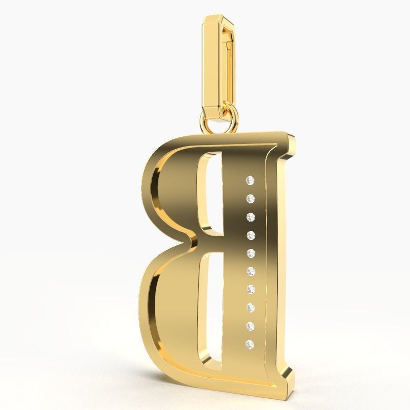 B SCRIPT DIAMOND PENDANT 3D print model_1