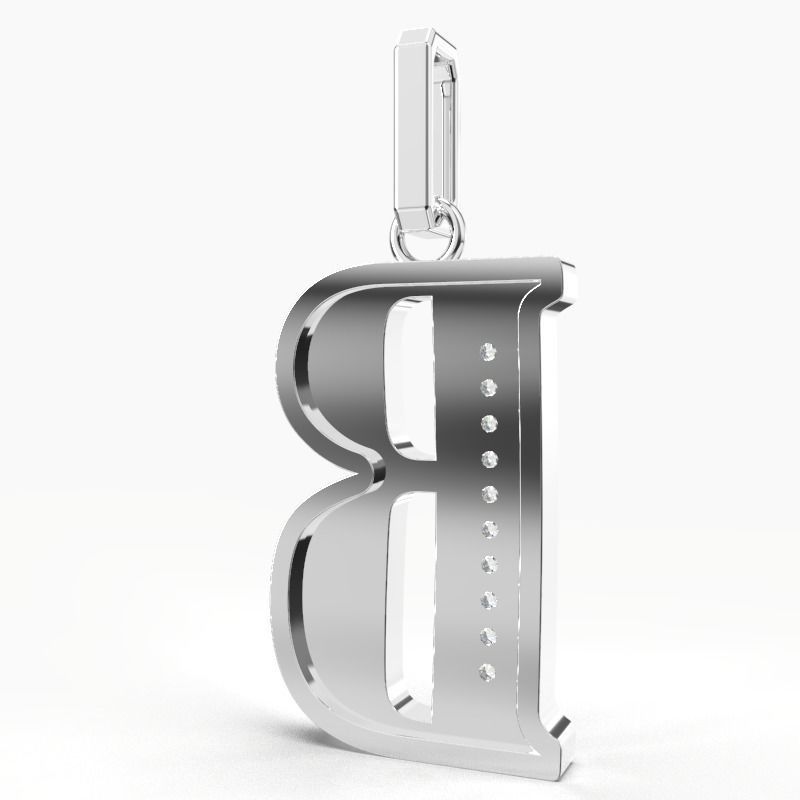 B SCRIPT DIAMOND PENDANT 3D print model_6