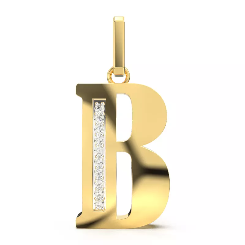 B SCRIPT DIAMOND PENDANT 3D print model_0