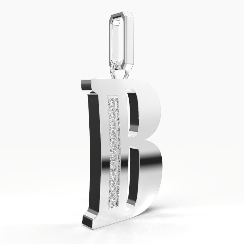 B SCRIPT DIAMOND PENDANT 3D print model_8