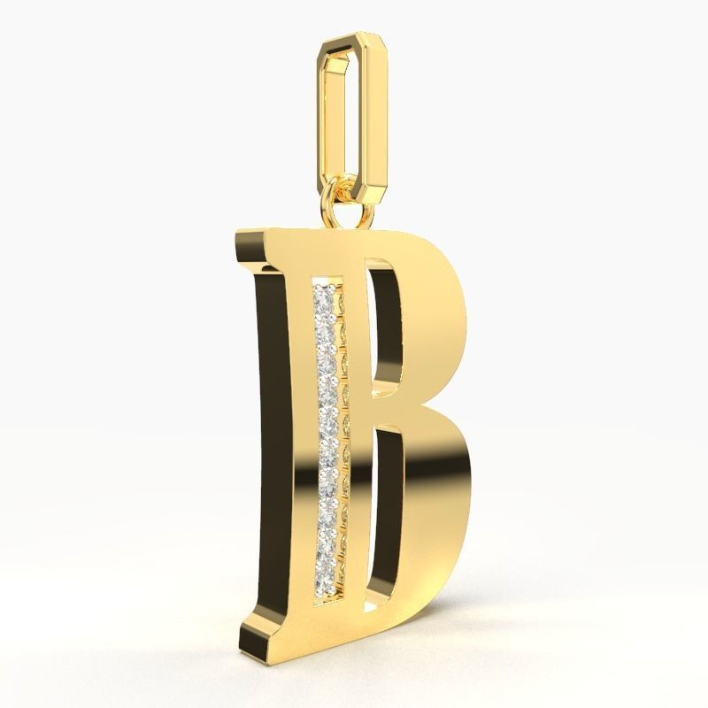 B SCRIPT DIAMOND PENDANT 3D print model_3