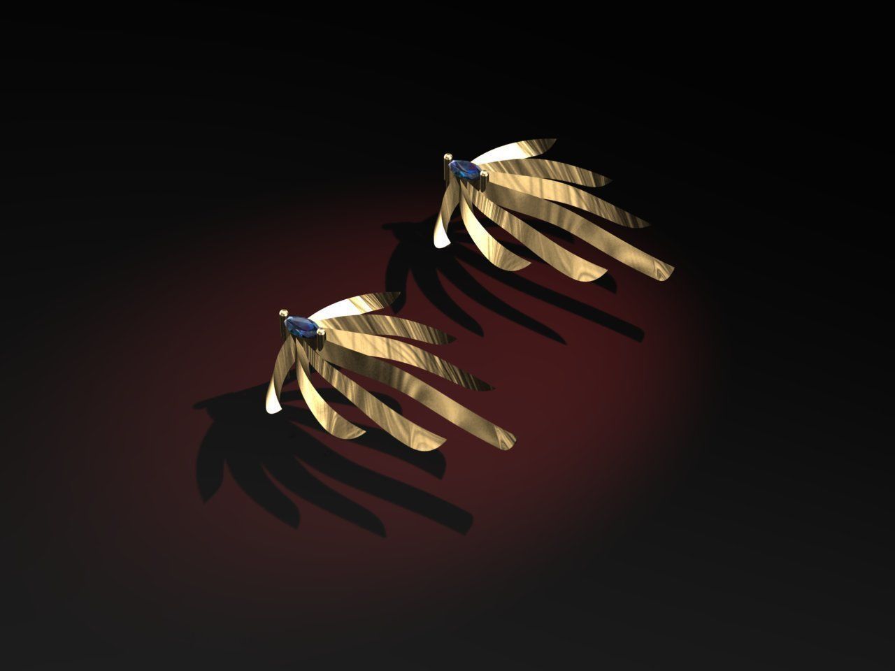 Gold Earings 3D print model_5