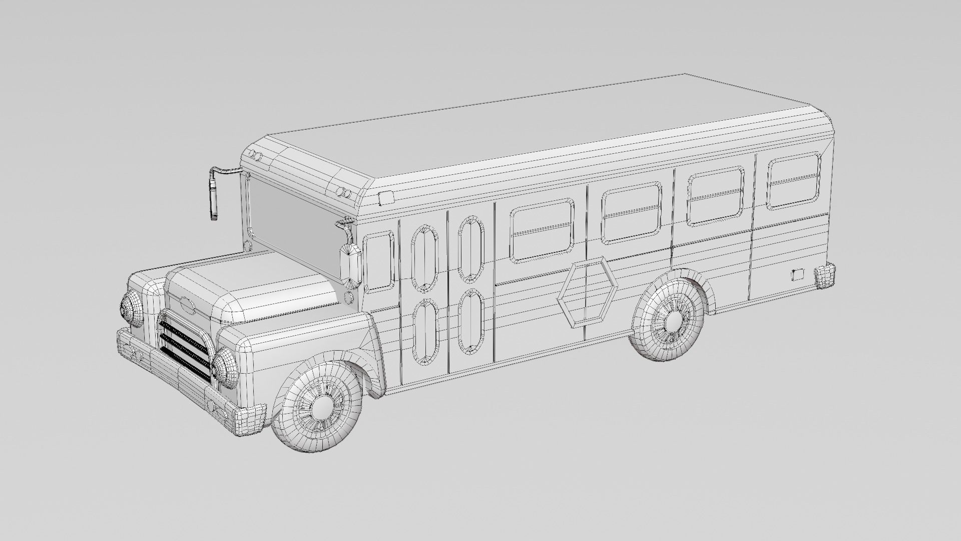 School bus cartoon 3D model_5