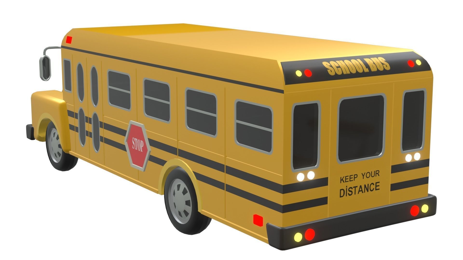 School bus cartoon 3D model_4