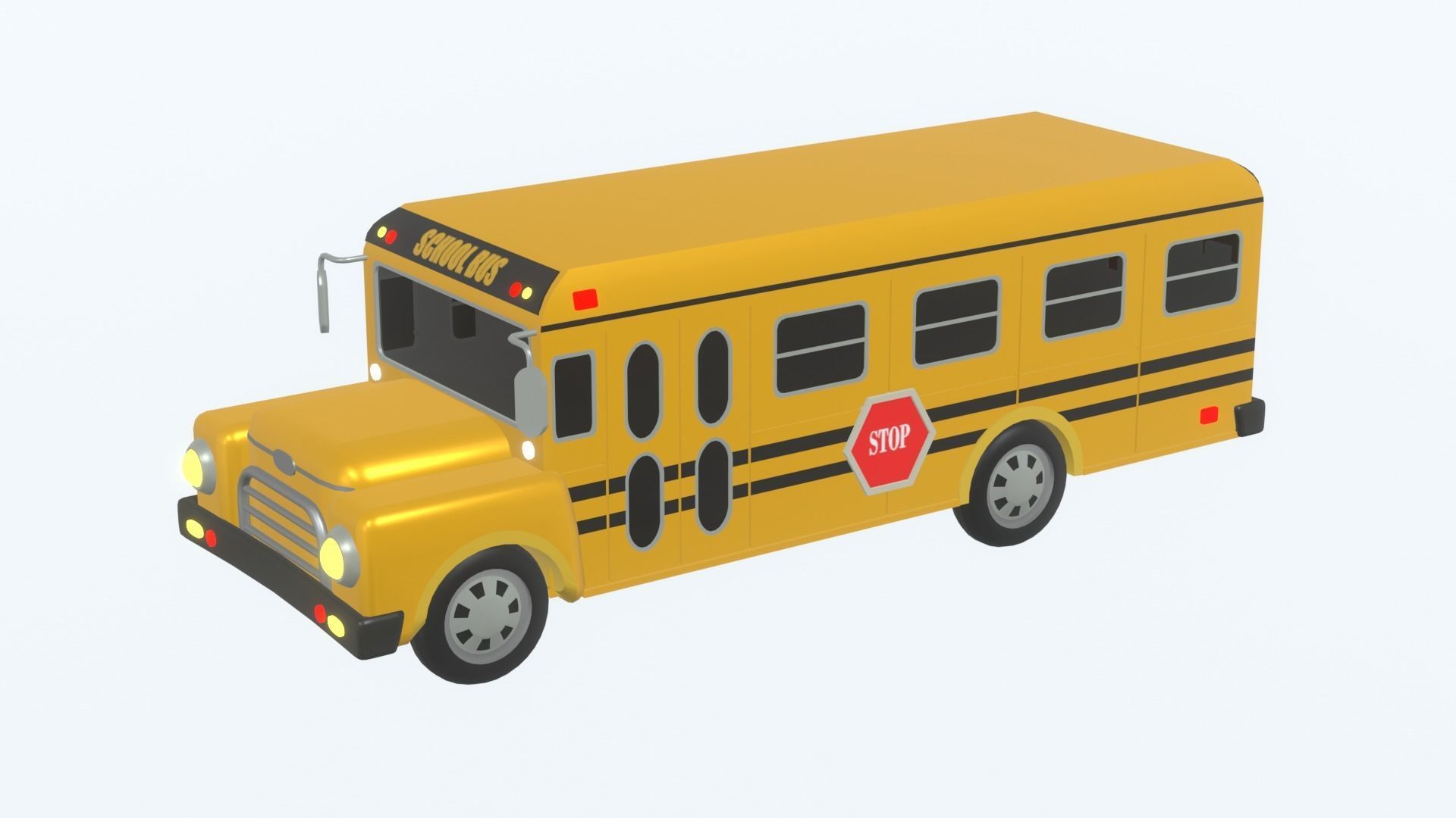 School bus cartoon 3D model_2