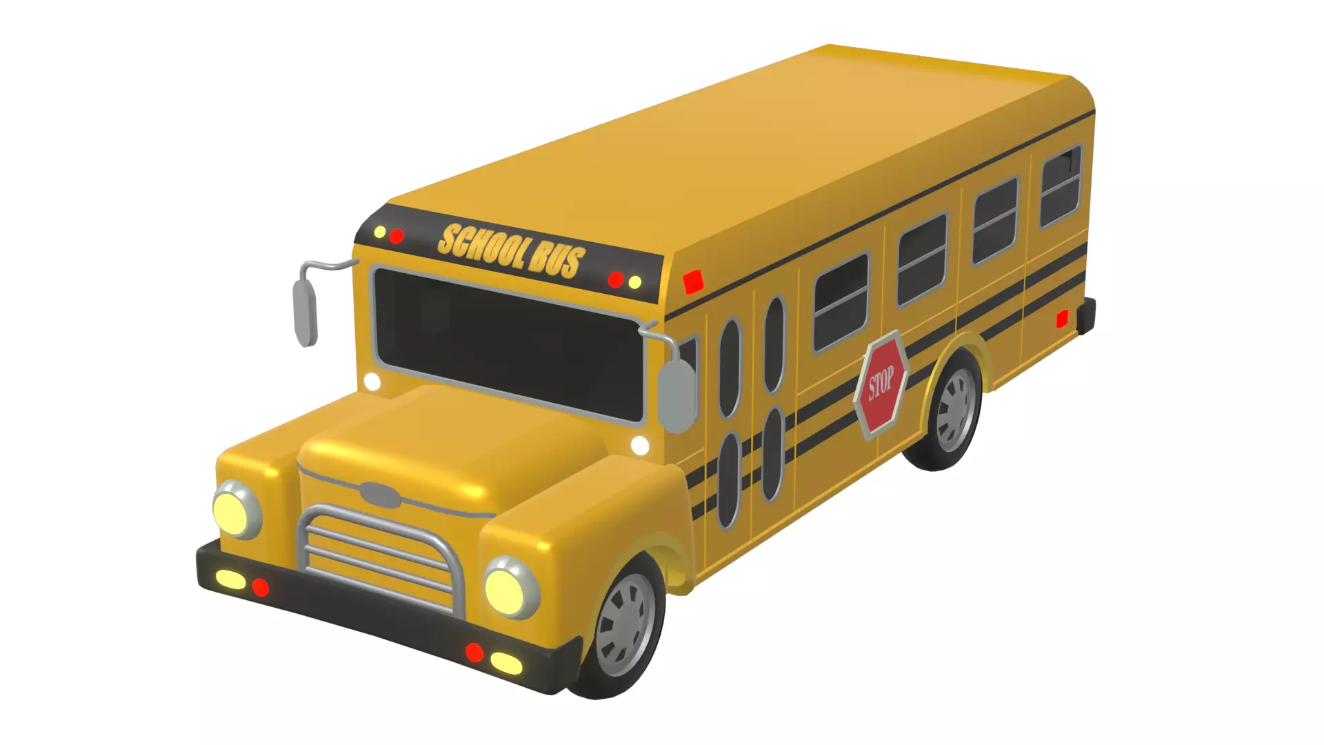 School bus cartoon 3D model_0