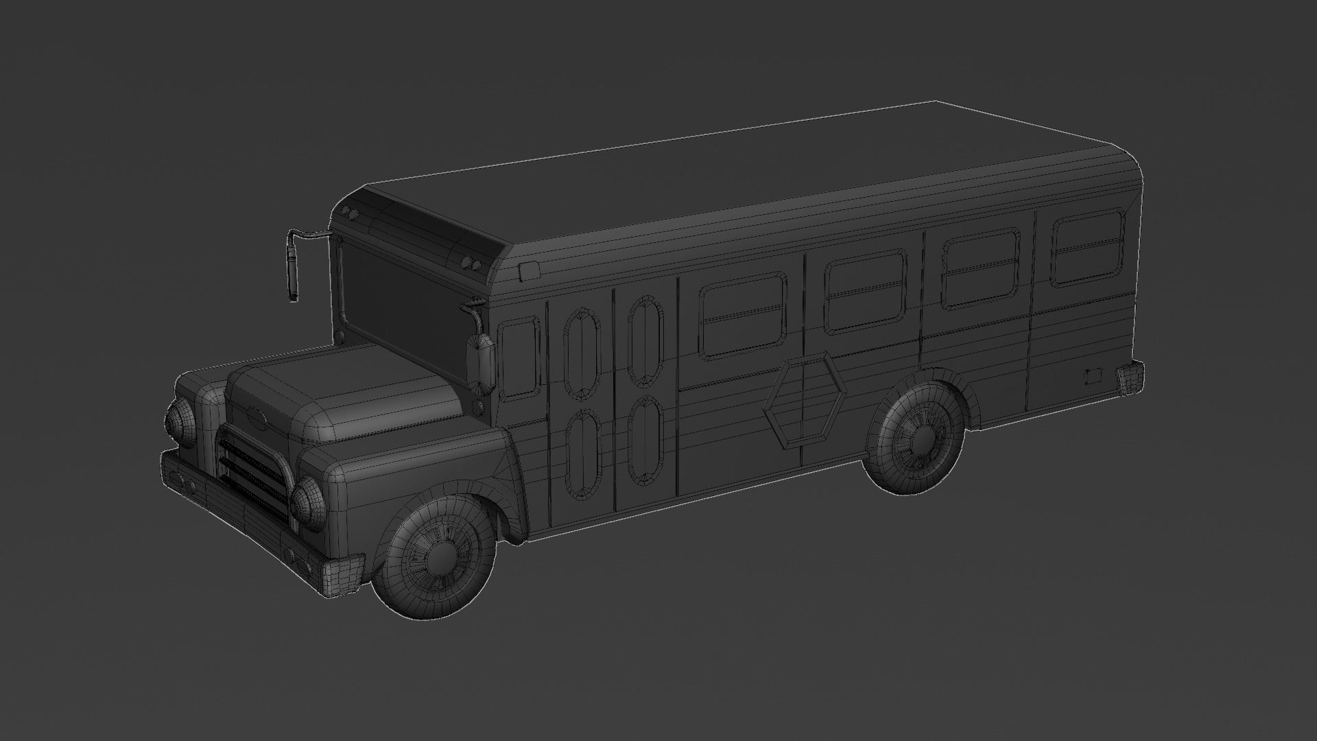 School bus cartoon 3D model_6