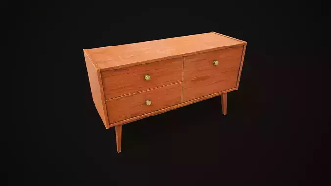 Old shabby commode Low-poly 3D model