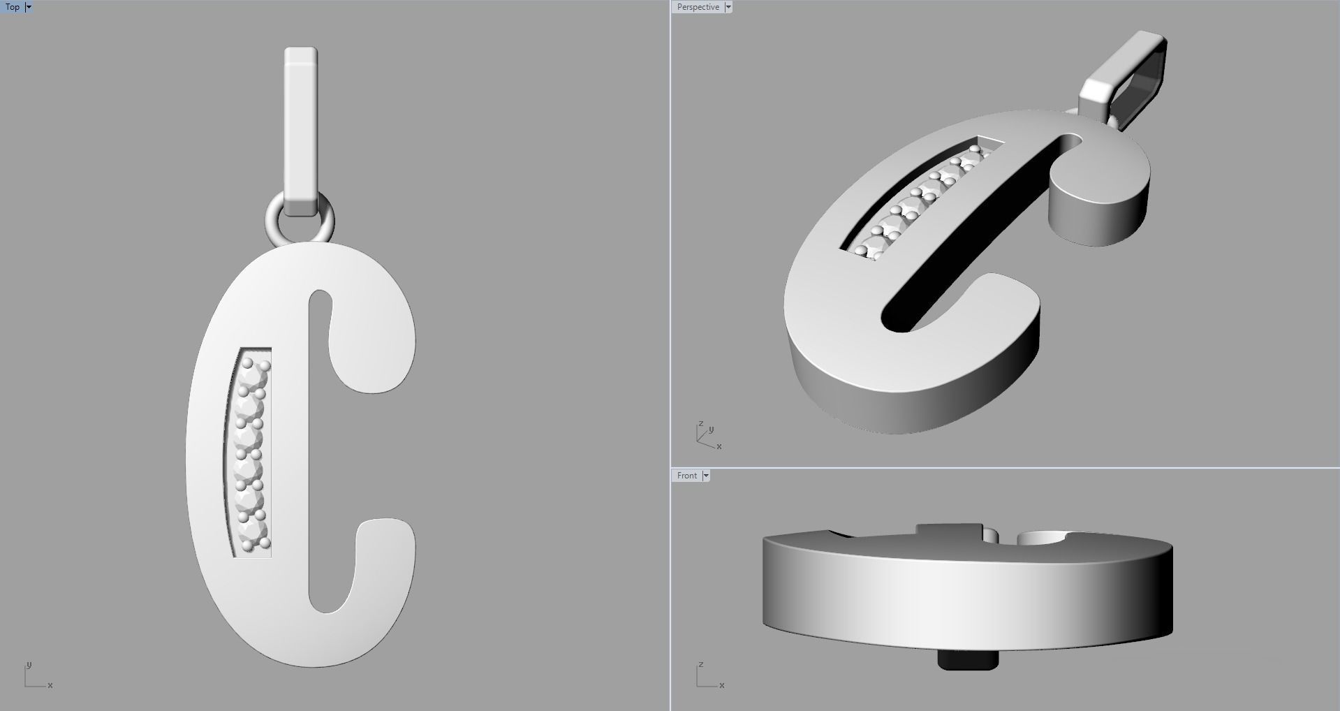 C SCRIPT DIAMOND PENDANT 3D print model_11