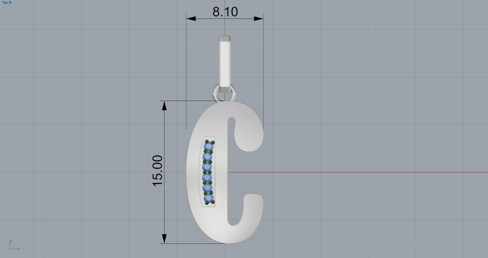 C SCRIPT DIAMOND PENDANT 3D print model_14