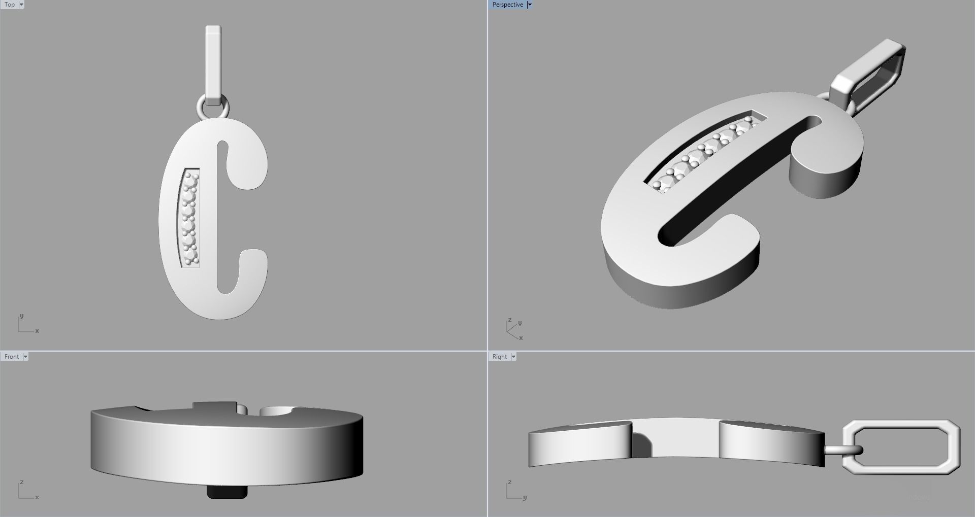 C SCRIPT DIAMOND PENDANT 3D print model_13