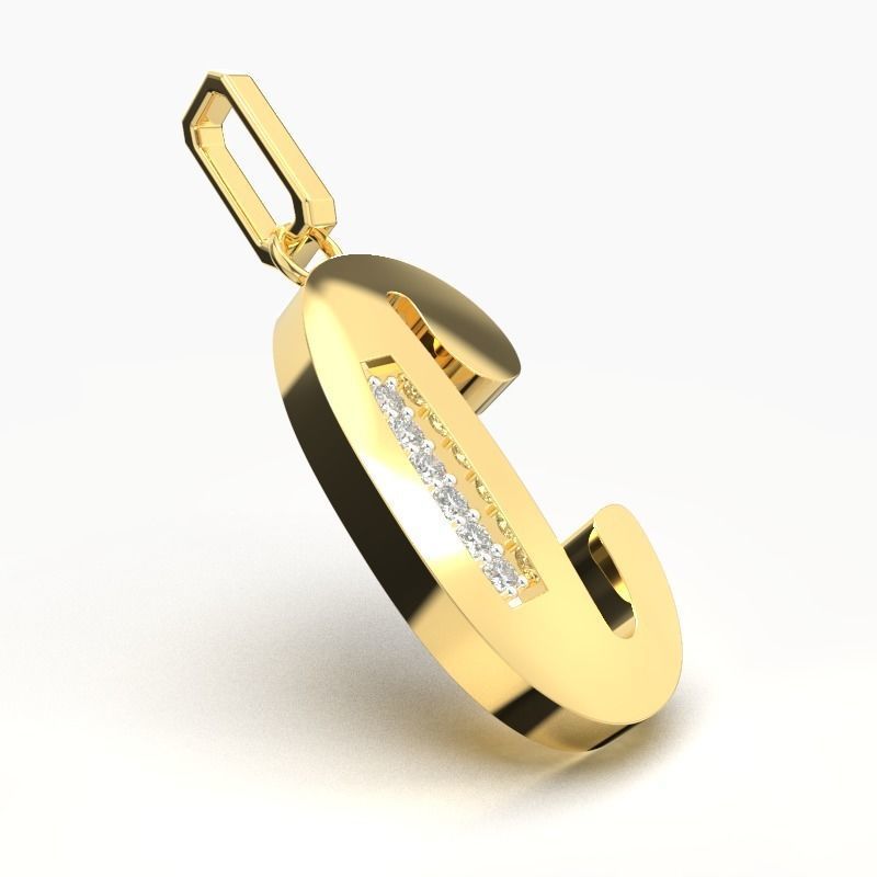 C SCRIPT DIAMOND PENDANT 3D print model_2