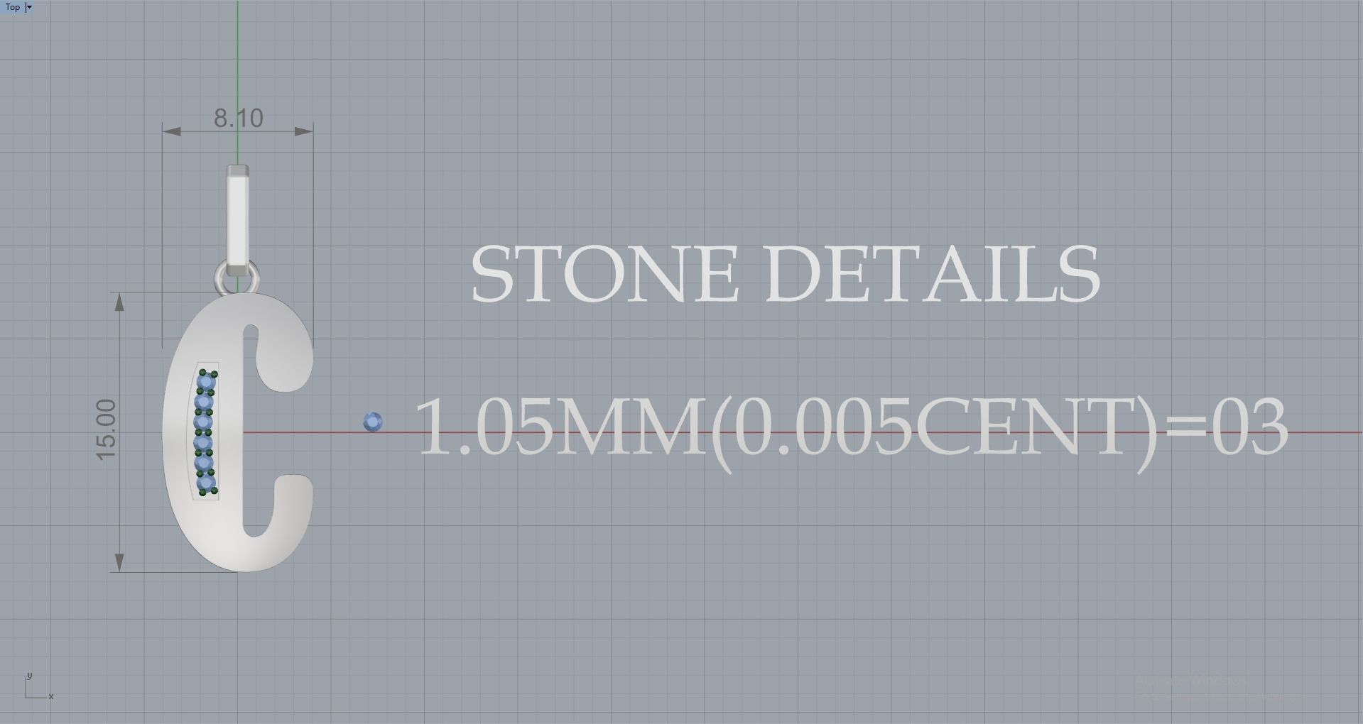 C SCRIPT DIAMOND PENDANT 3D print model_17