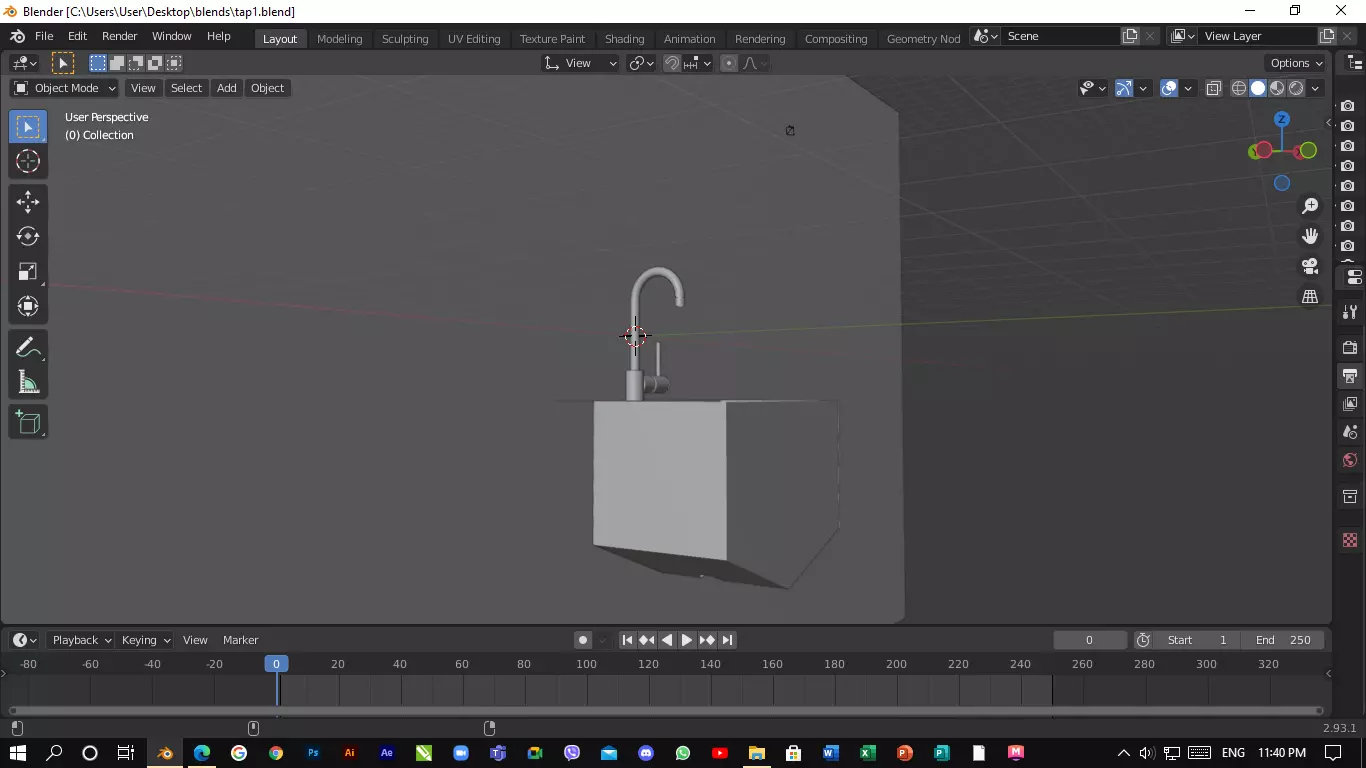 A cretive toilet sink with tap Low-poly 3D model