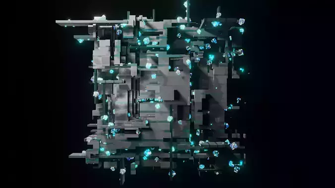 Glowing Sci-Fi Cube Free low-poly 3D model