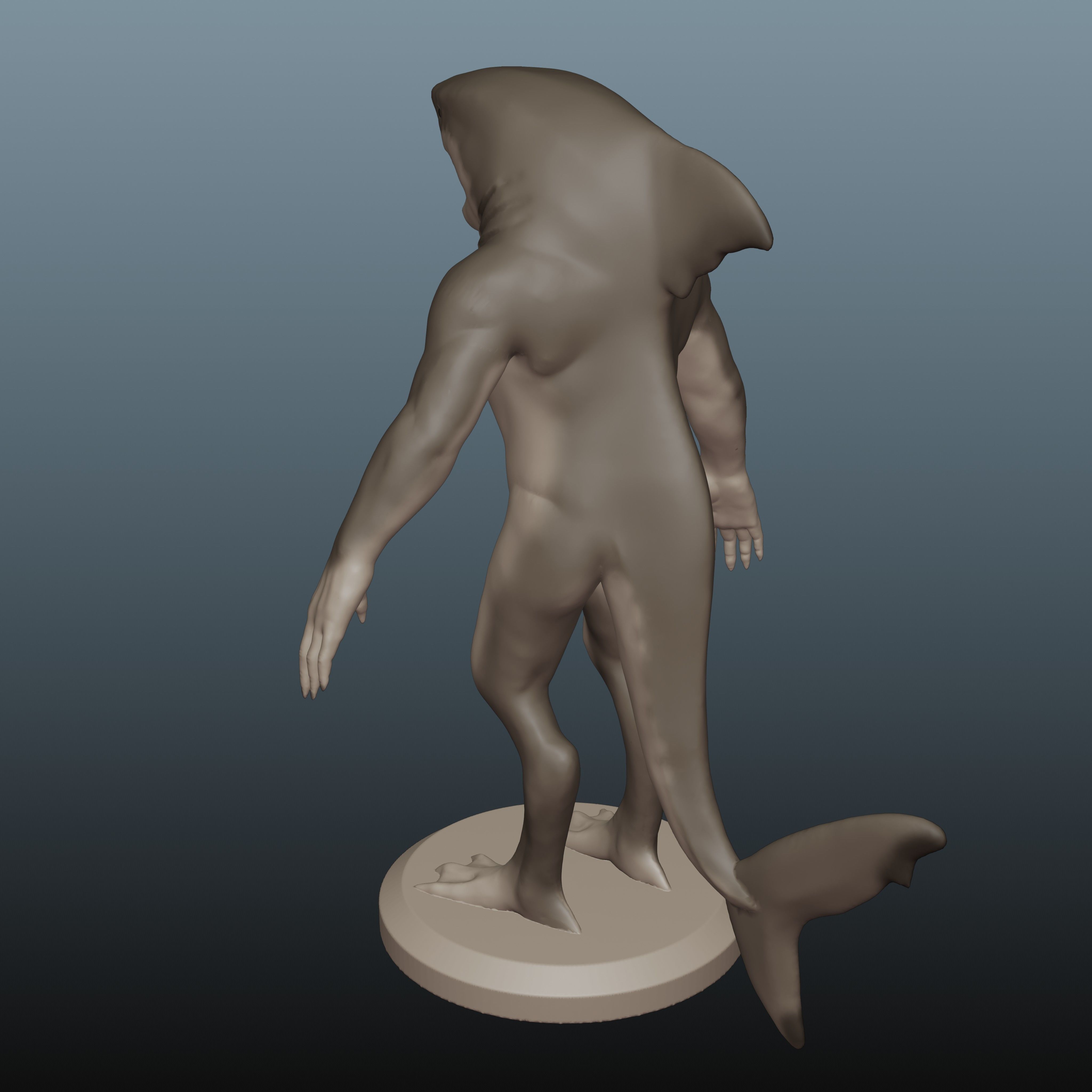 Wereshark Humanoid Great White Shark Monster 3D print model_4