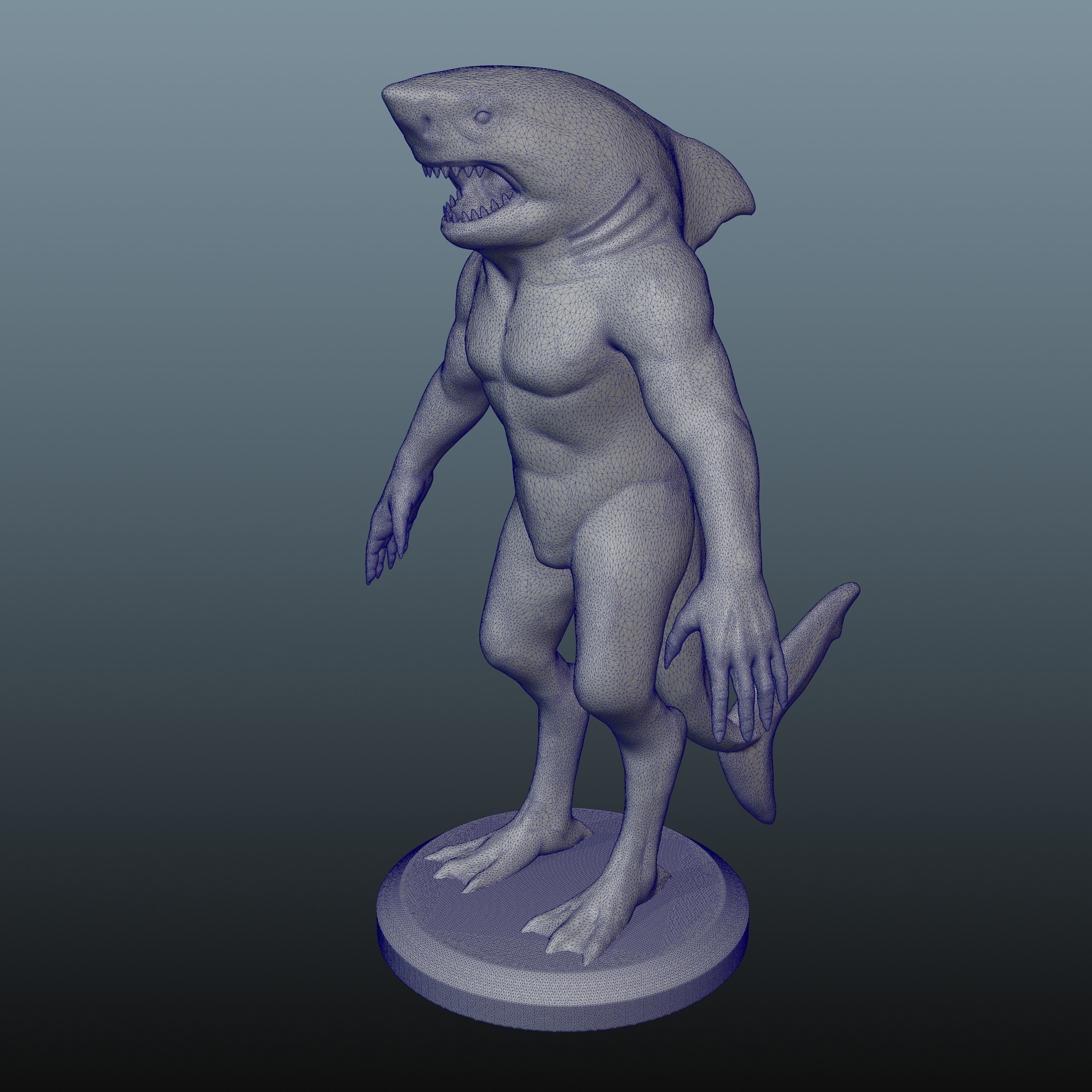 Wereshark Humanoid Great White Shark Monster 3D print model_7