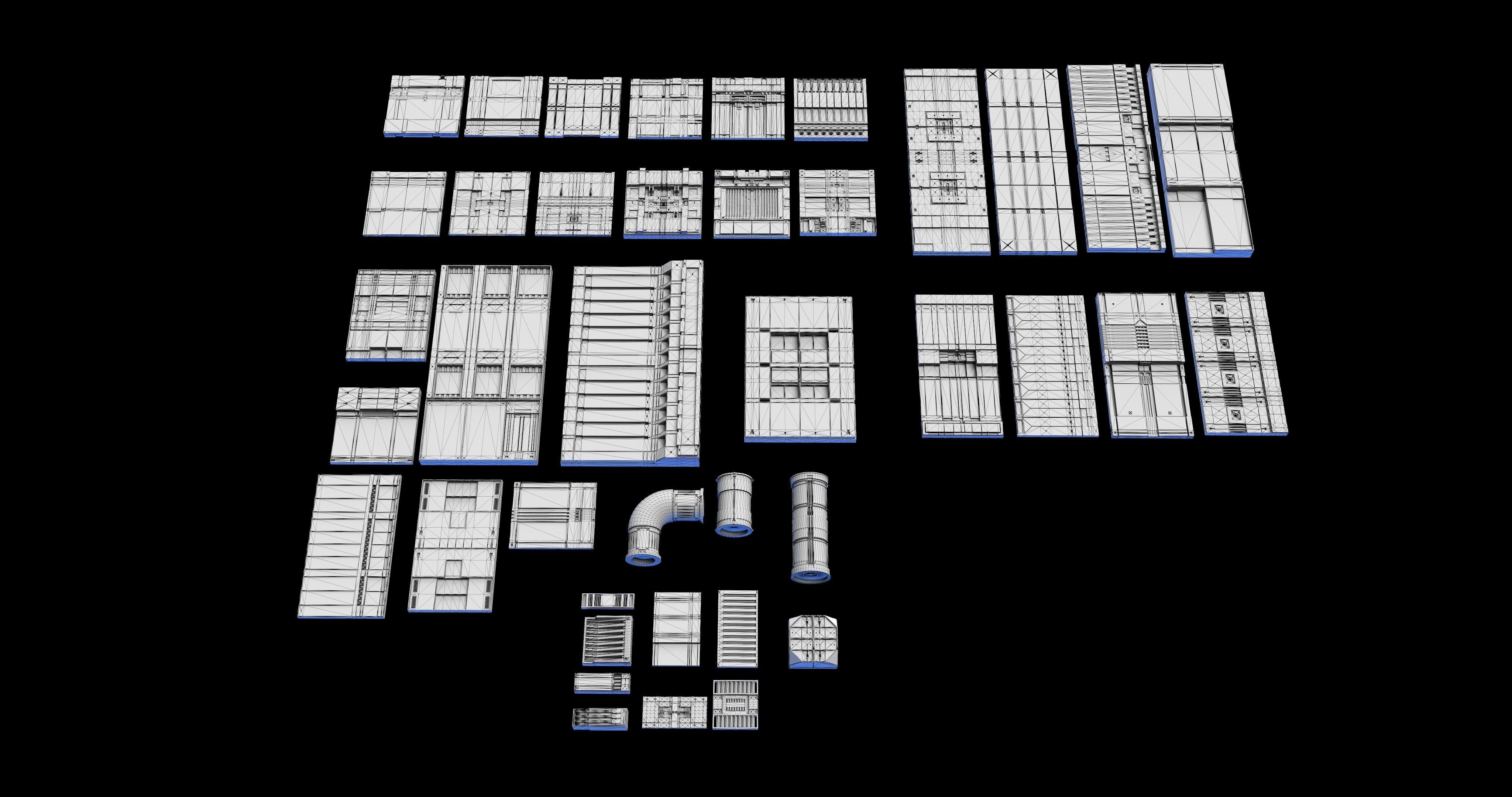 Sci-Fi Panel Kitbash Low-poly 3D model_5