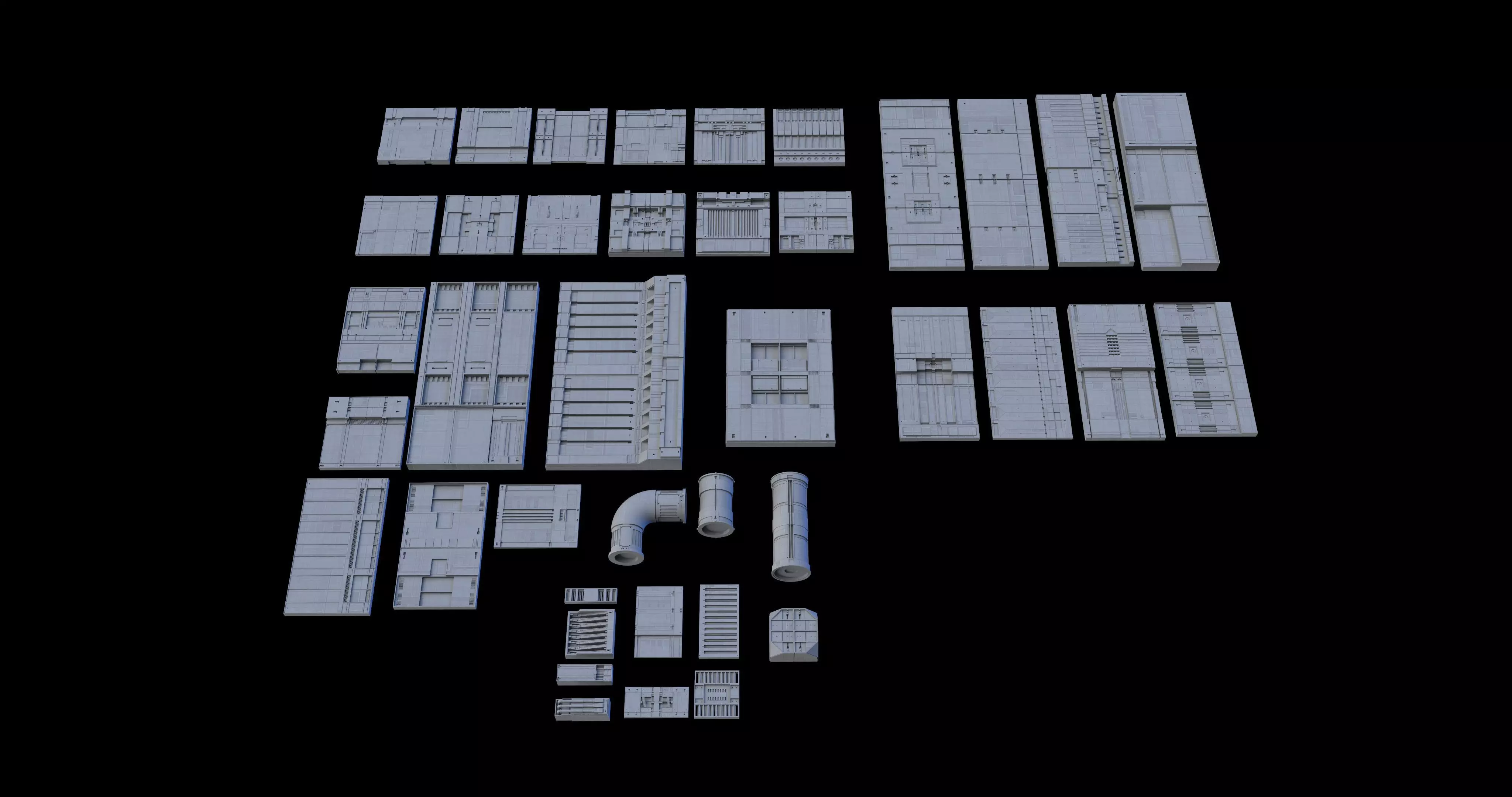 Sci-Fi Panel Kitbash Low-poly 3D model_0