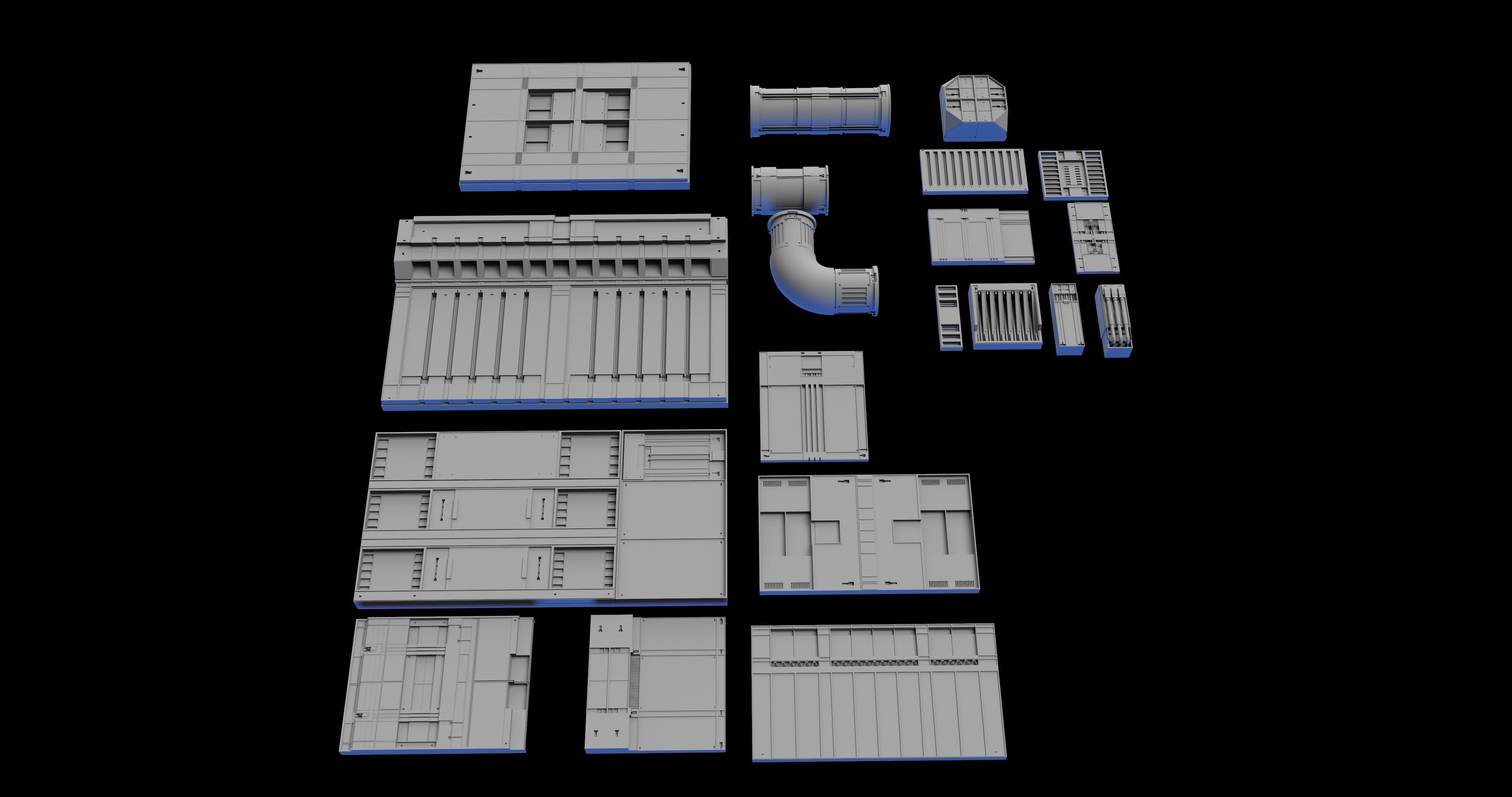 Sci-Fi Panel Kitbash Low-poly 3D model_3