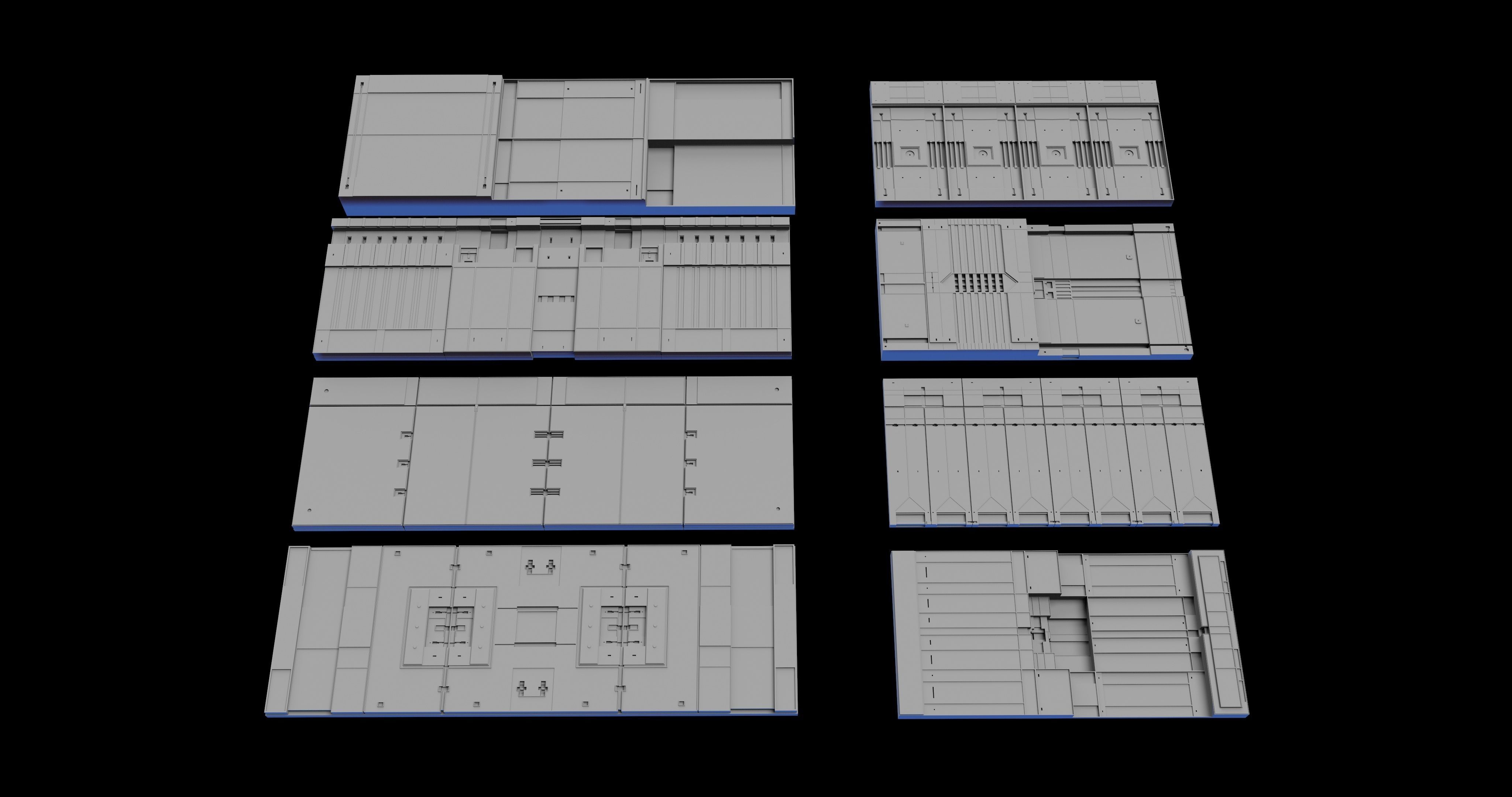 Sci-Fi Panel Kitbash Low-poly 3D model_1