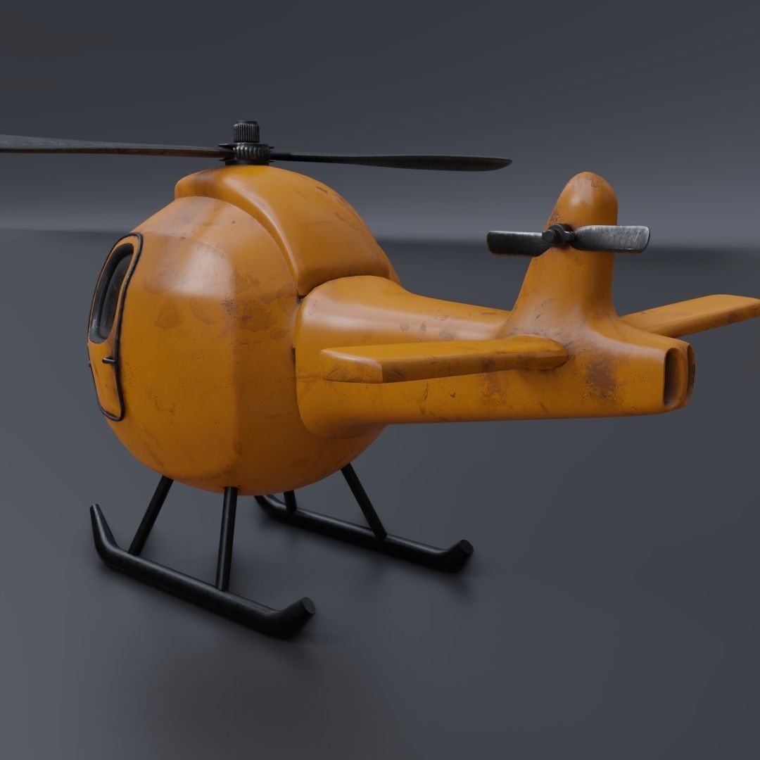 Low Poly Yellow Helicopter 3D Model for Game Ready Low-poly 3D model_4