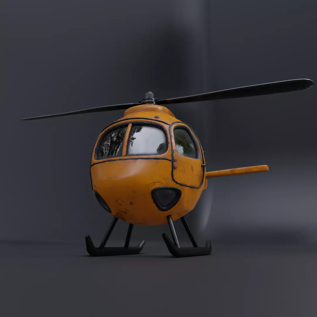 Low Poly Yellow Helicopter 3D Model for Game Ready Low-poly 3D model_0