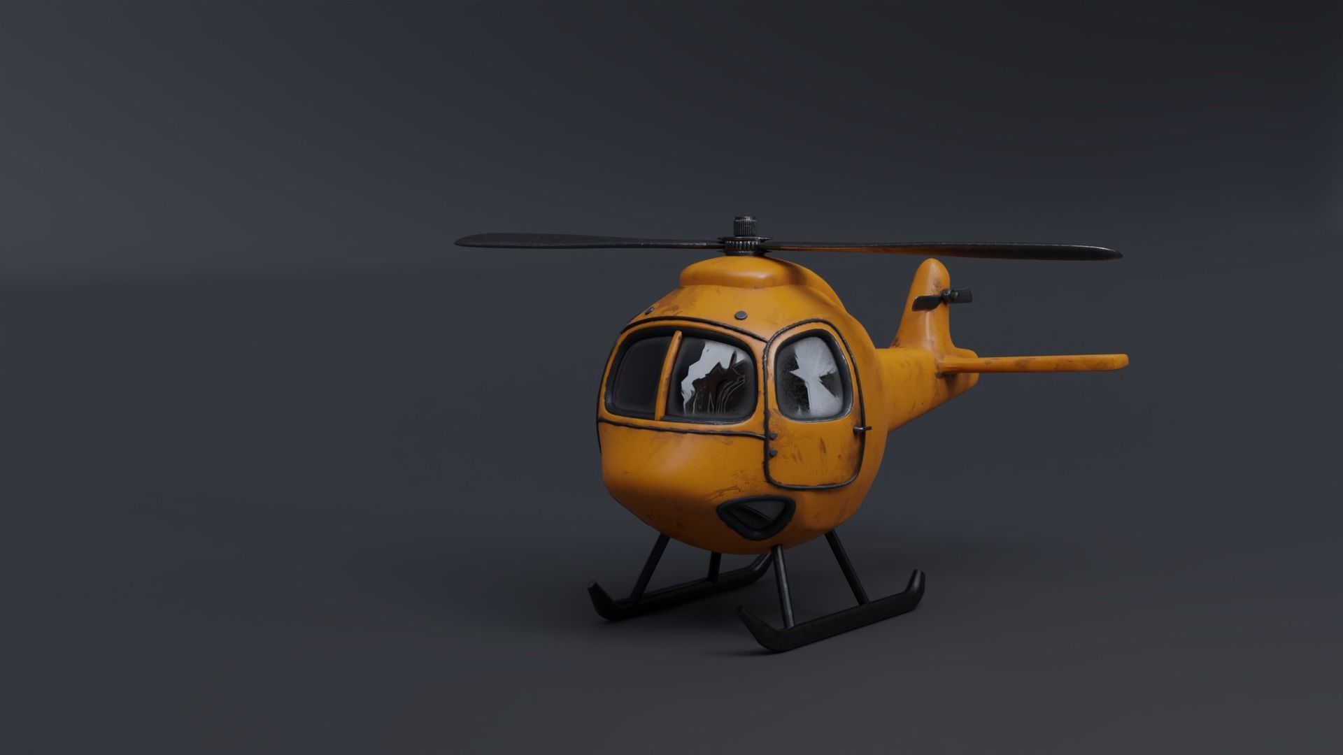 Low Poly Yellow Helicopter 3D Model for Game Ready Low-poly 3D model_5