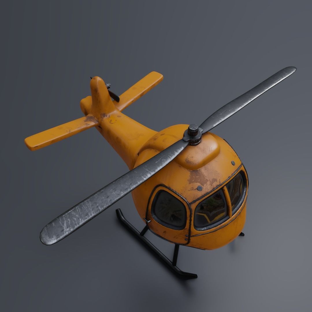 Low Poly Yellow Helicopter 3D Model for Game Ready Low-poly 3D model_2