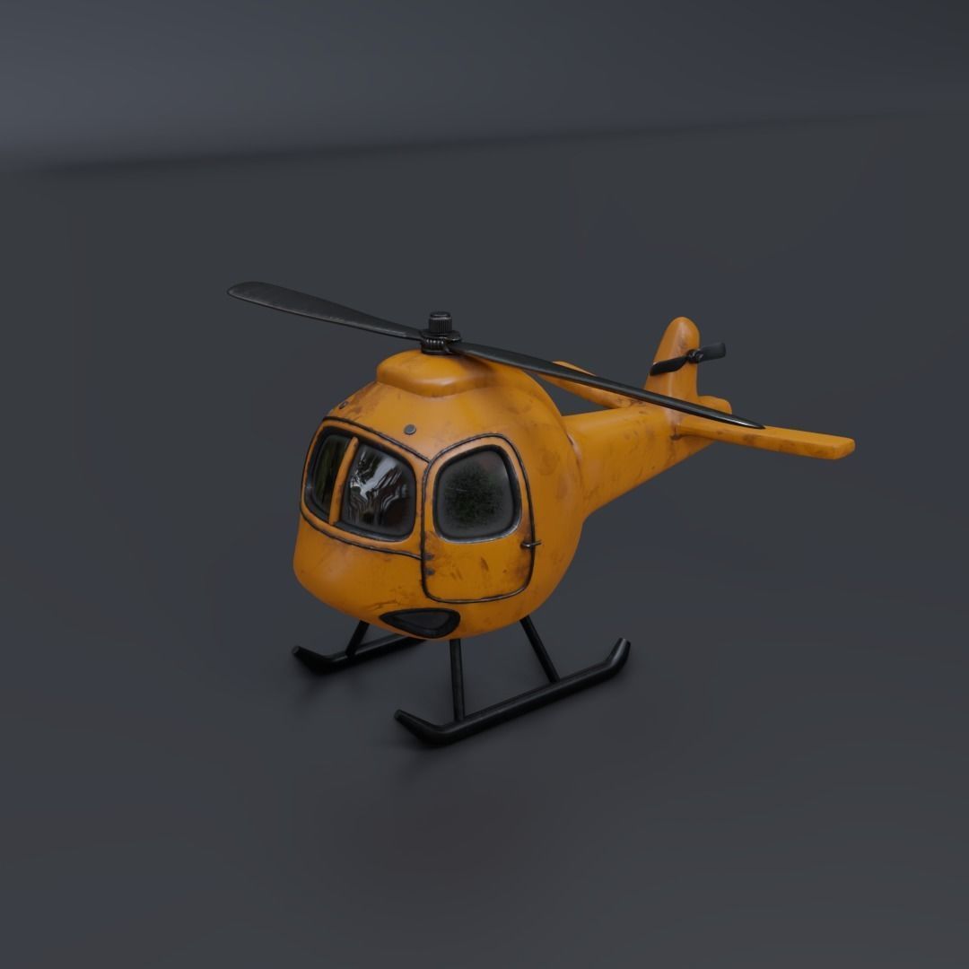 Low Poly Yellow Helicopter 3D Model for Game Ready Low-poly 3D model_3