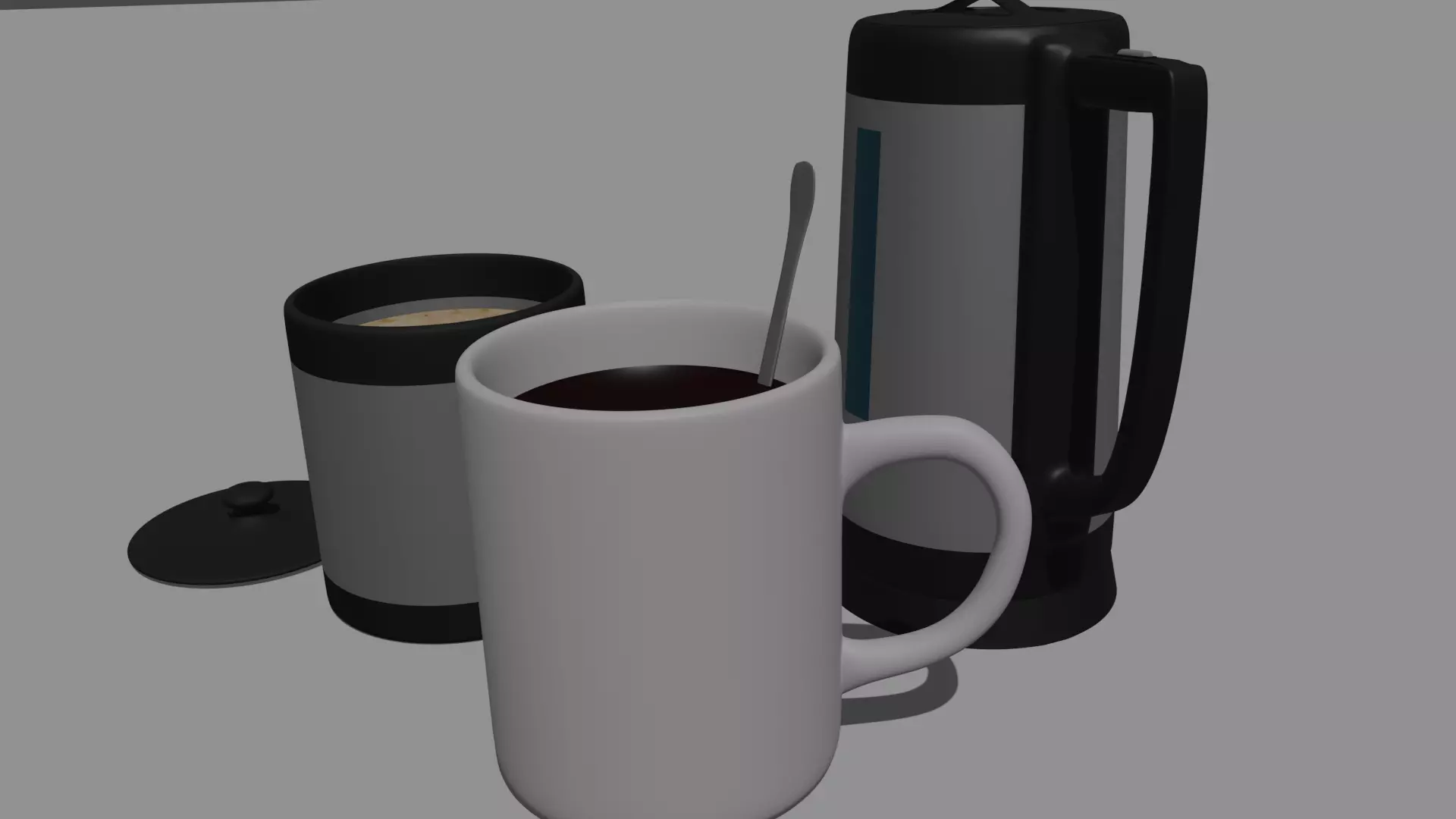 cup with other tableware Free 3D model
