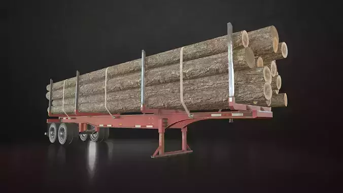 Logging Trailer Low-poly 3D model