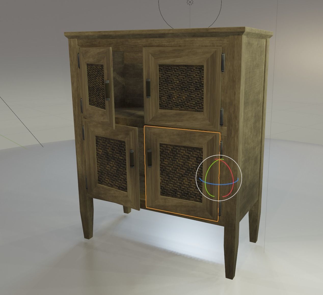 Worn farmhouse Cabinet Dresser Low-poly 3D model_9