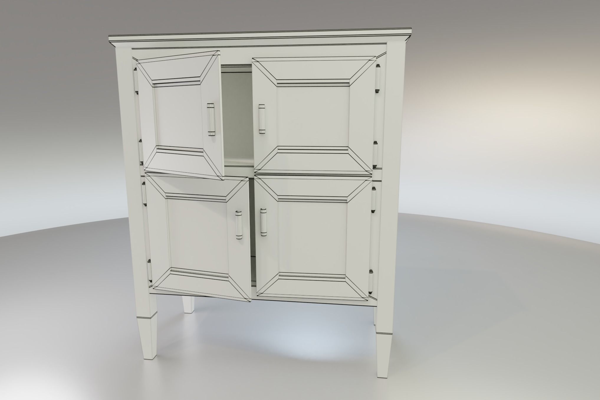 Worn farmhouse Cabinet Dresser Low-poly 3D model_15