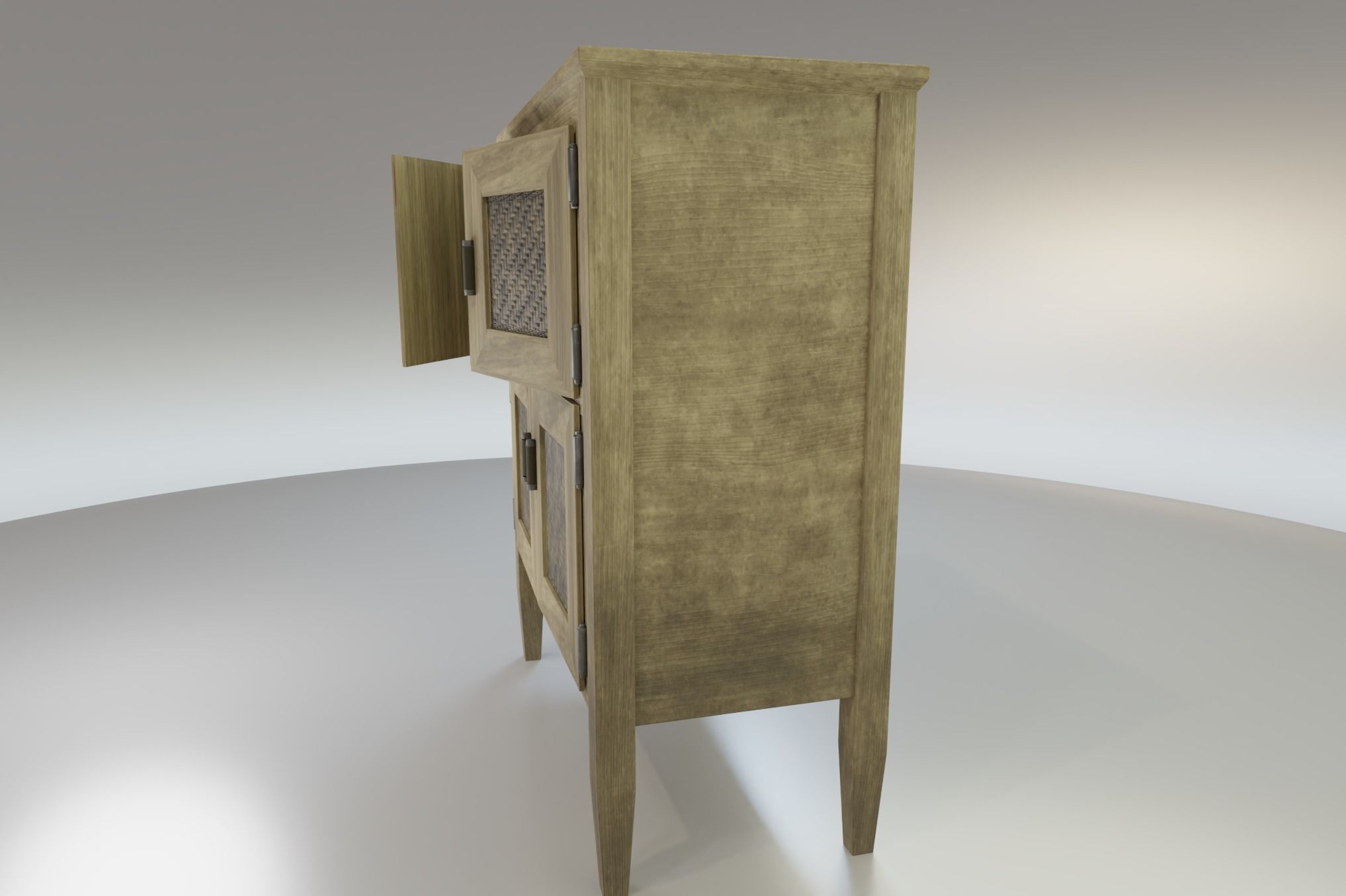 Worn farmhouse Cabinet Dresser Low-poly 3D model_3
