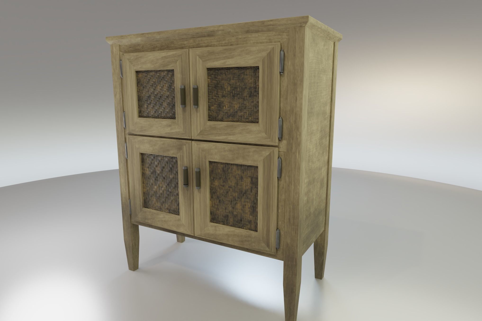Worn farmhouse Cabinet Dresser Low-poly 3D model_1