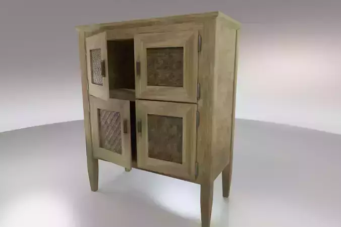 Worn farmhouse Cabinet Dresser Low-poly 3D model