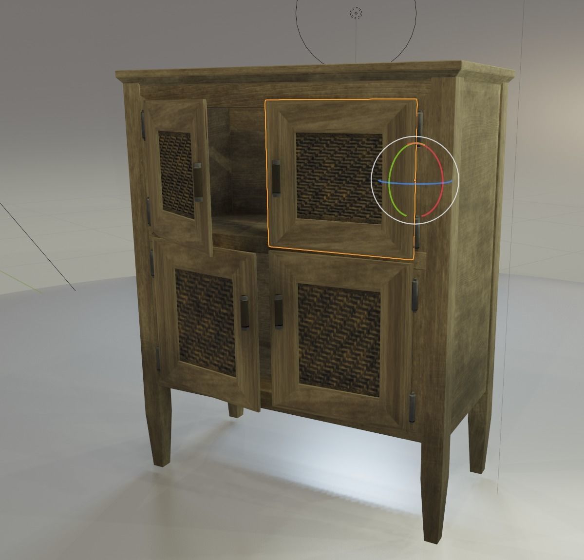 Worn farmhouse Cabinet Dresser Low-poly 3D model_7