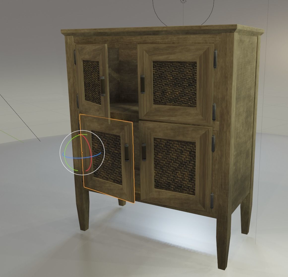 Worn farmhouse Cabinet Dresser Low-poly 3D model_8