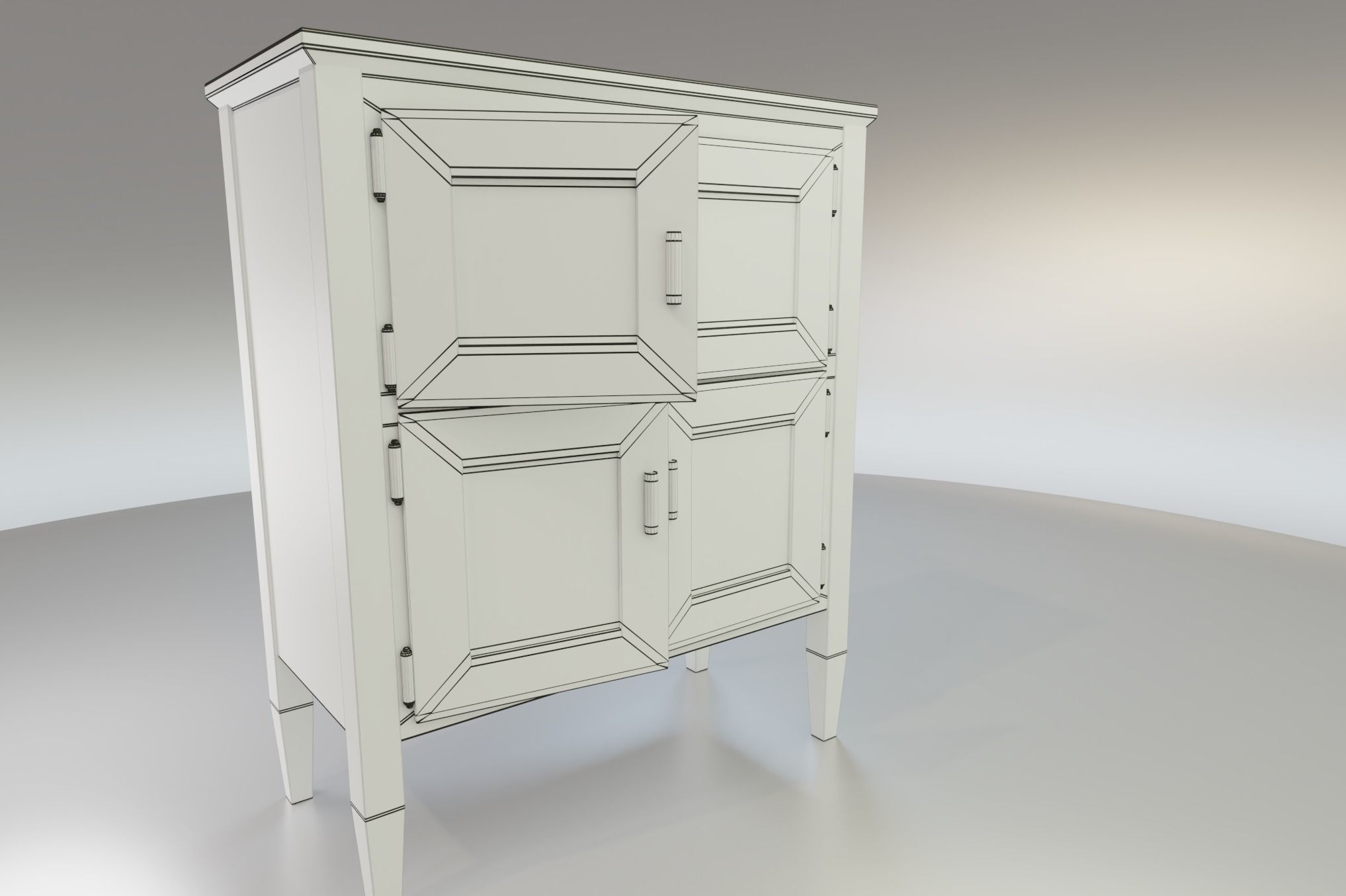 Worn farmhouse Cabinet Dresser Low-poly 3D model_16