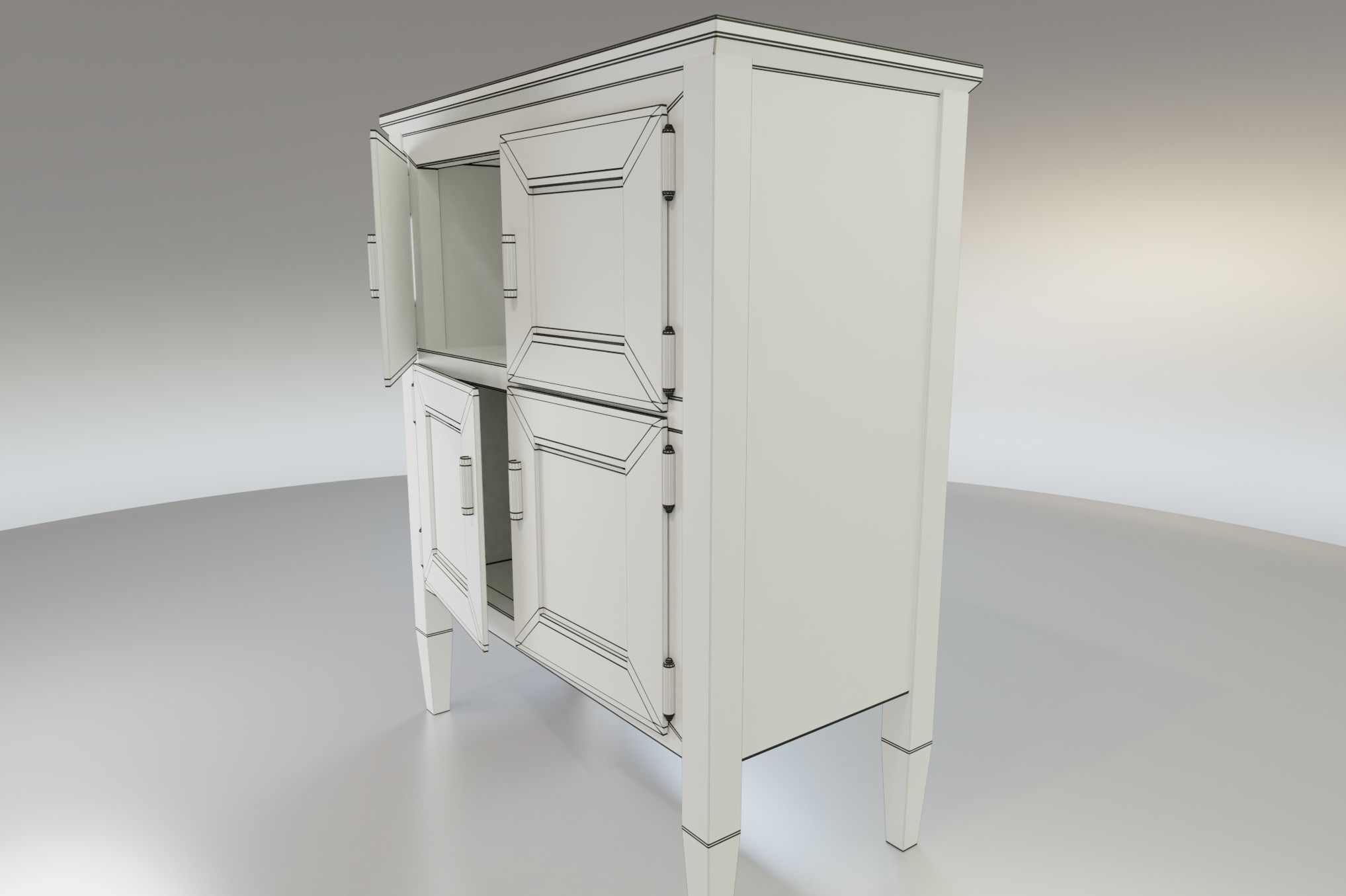 Worn farmhouse Cabinet Dresser Low-poly 3D model_14