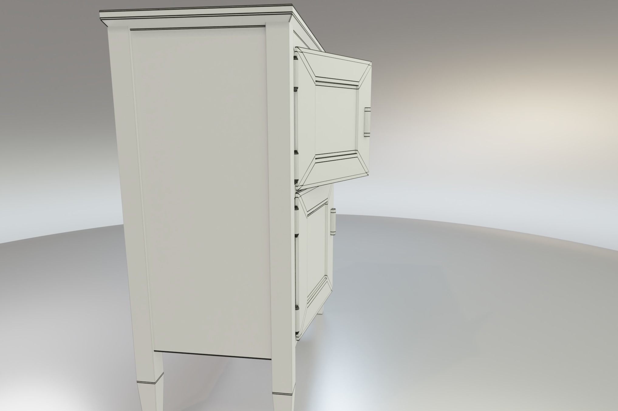 Worn farmhouse Cabinet Dresser Low-poly 3D model_17
