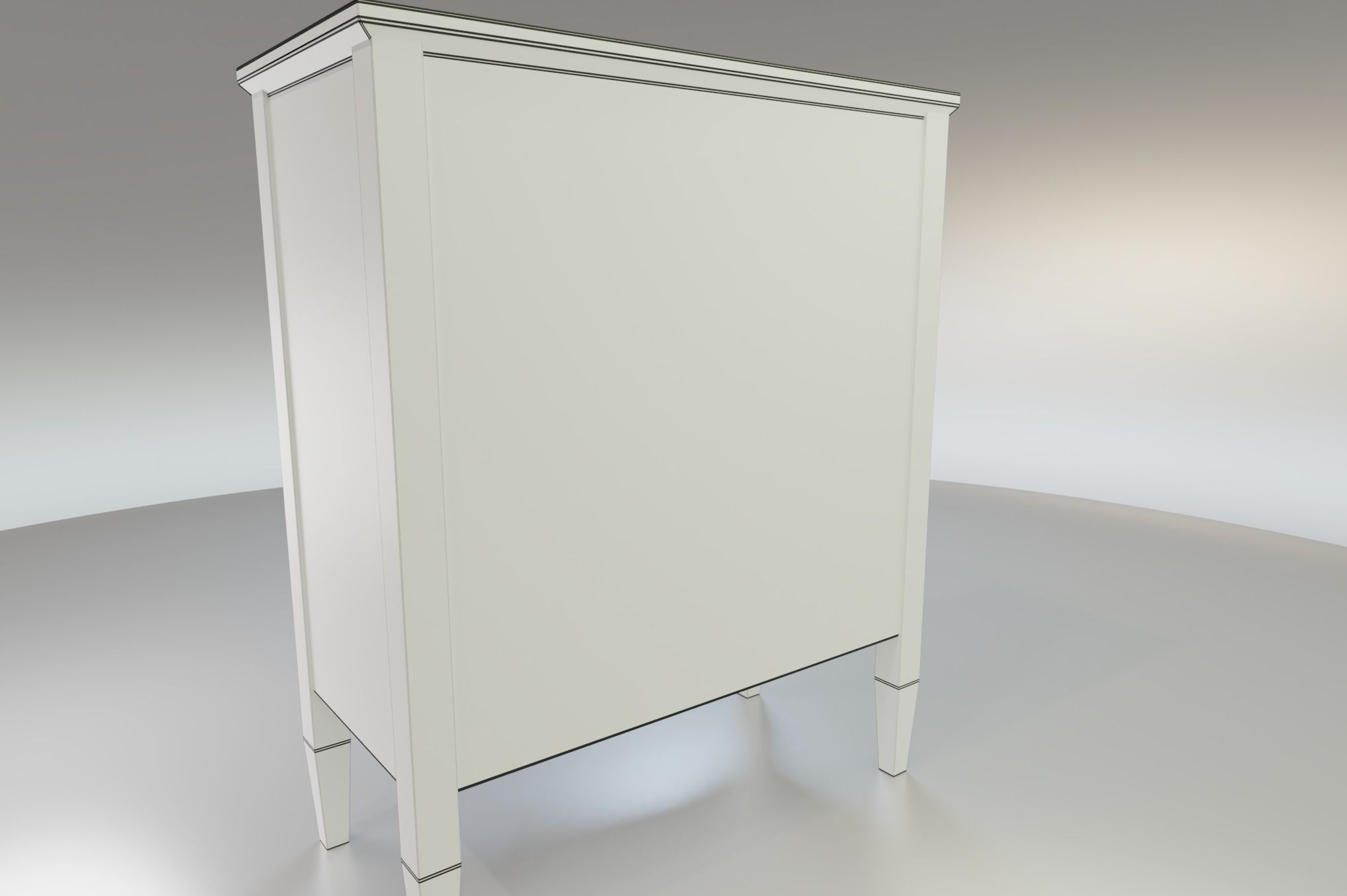 Worn farmhouse Cabinet Dresser Low-poly 3D model_12