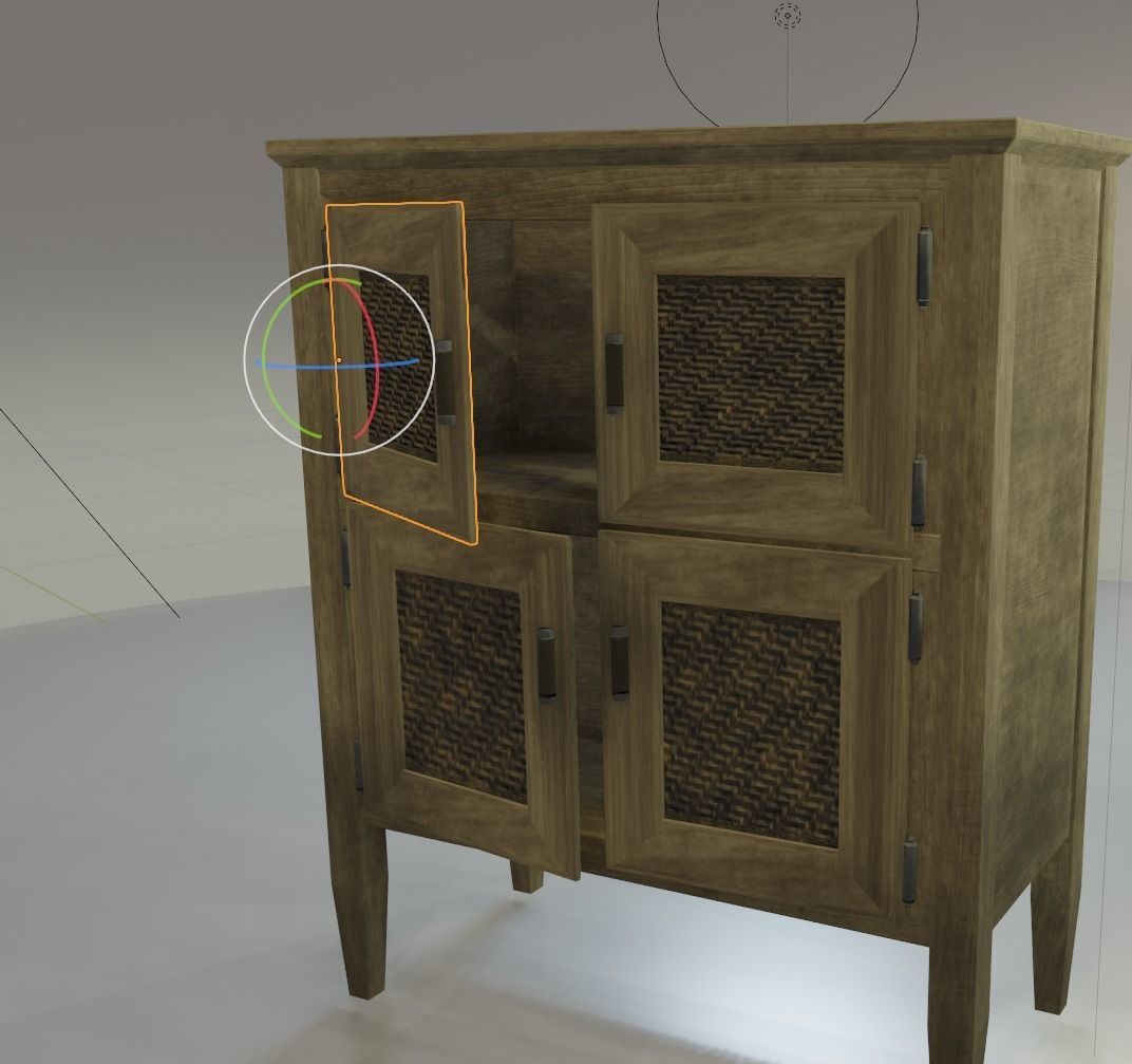 Worn farmhouse Cabinet Dresser Low-poly 3D model_6