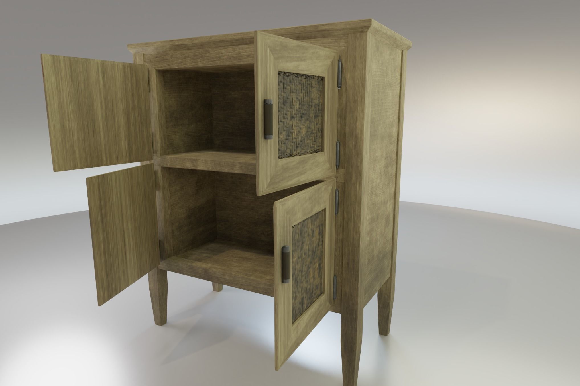 Worn farmhouse Cabinet Dresser Low-poly 3D model_2