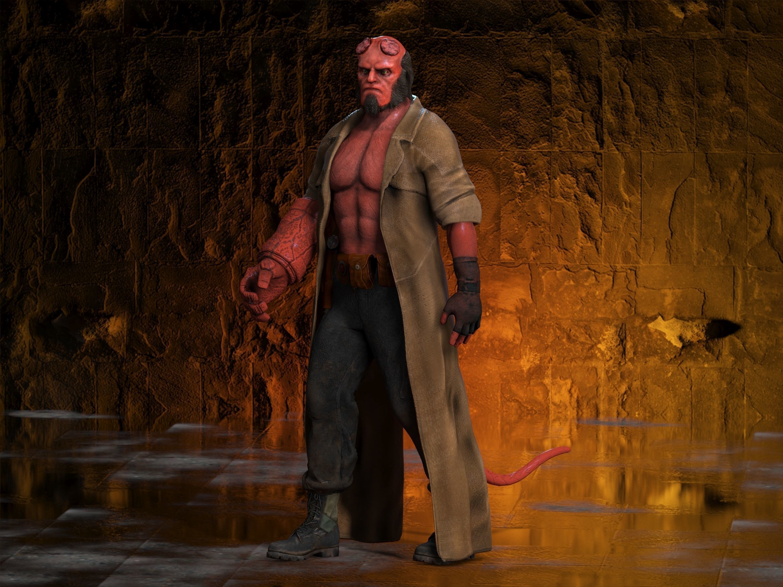 Hellboy Low-poly 3D model_7