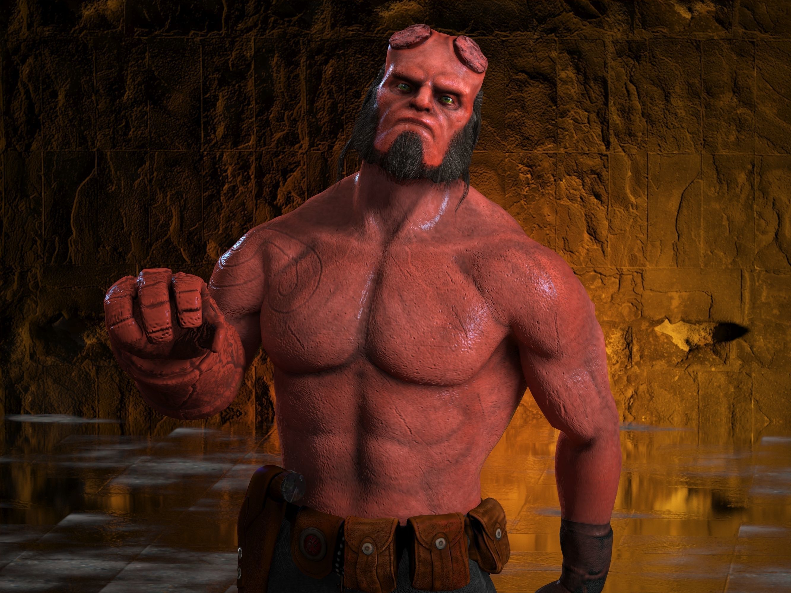Hellboy Low-poly 3D model_9