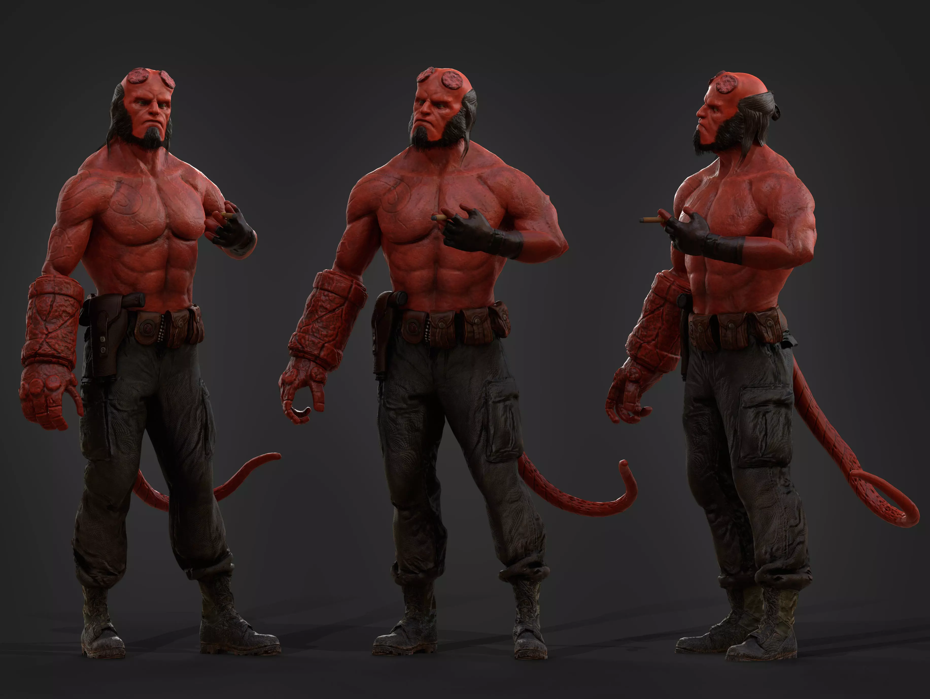 Hellboy Low-poly 3D model_0